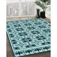 thumbnail image 3 of Ahgly Company Machine Washable Indoor Square Transitional Blue Jay Blue Area Rugs, 7' Square, 3 of 7