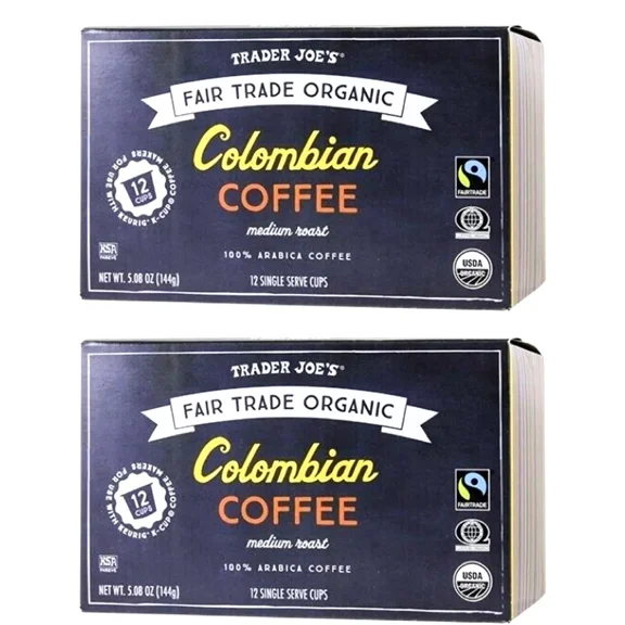 2 Packs Organic Colombian Coffee Fair Trade 12 Cups 5.08 oz Each