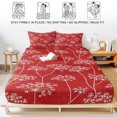 thumbnail image 5 of Full Size Fitted Sheet Set - Spring Flowers 3 Piece Bedding Sets 16" Deep Pocket Fitted Sheet with 2 Pillowcases, Retro Country Dandelion Floral Red Brushed Microfiber Hotel Luxury Bed Sheets, 5 of 9