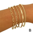 thumbnail image 4 of 5Pcs/Set Fashion Thick Chain Link Bracelets Set For Women Gold Color Lot K7, 4 of 7