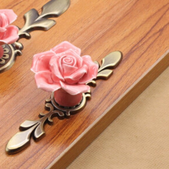 GROFRY Vintage Ceramic Rose Closet Dresser Knob Handle Cupboard Cabinet Drawer Pull