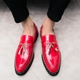 thumbnail image 4 of Men's Patent Leather Tassels Slip-On Loafers Classic Flats Smoking Loafers for Business Casual Dress Prom Formal Church Wedding Shoes, 4 of 7