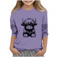 thumbnail image 2 of COM1950s Chemises pour Filles, Mode Enfants Femme Col Rond T-Shirt Imprimé Manches 3/4 Blouse, 2 of 8