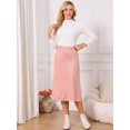 thumbnail image 4 of DARING DIVA Women's Faux Suede A Line Midi Skirt with Pockets Large Dusty Pink, 4 of 7