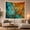Teal Amber Flow, variant on Fluid Acrylic Pour Tree and Fountain on Vibrant Blue Canvas, Dramatic Boho for Art Lovers, Abstract Wall Decor, Housewarming Gift, Tapestry Wall Hanging for Bedroom and Living Room