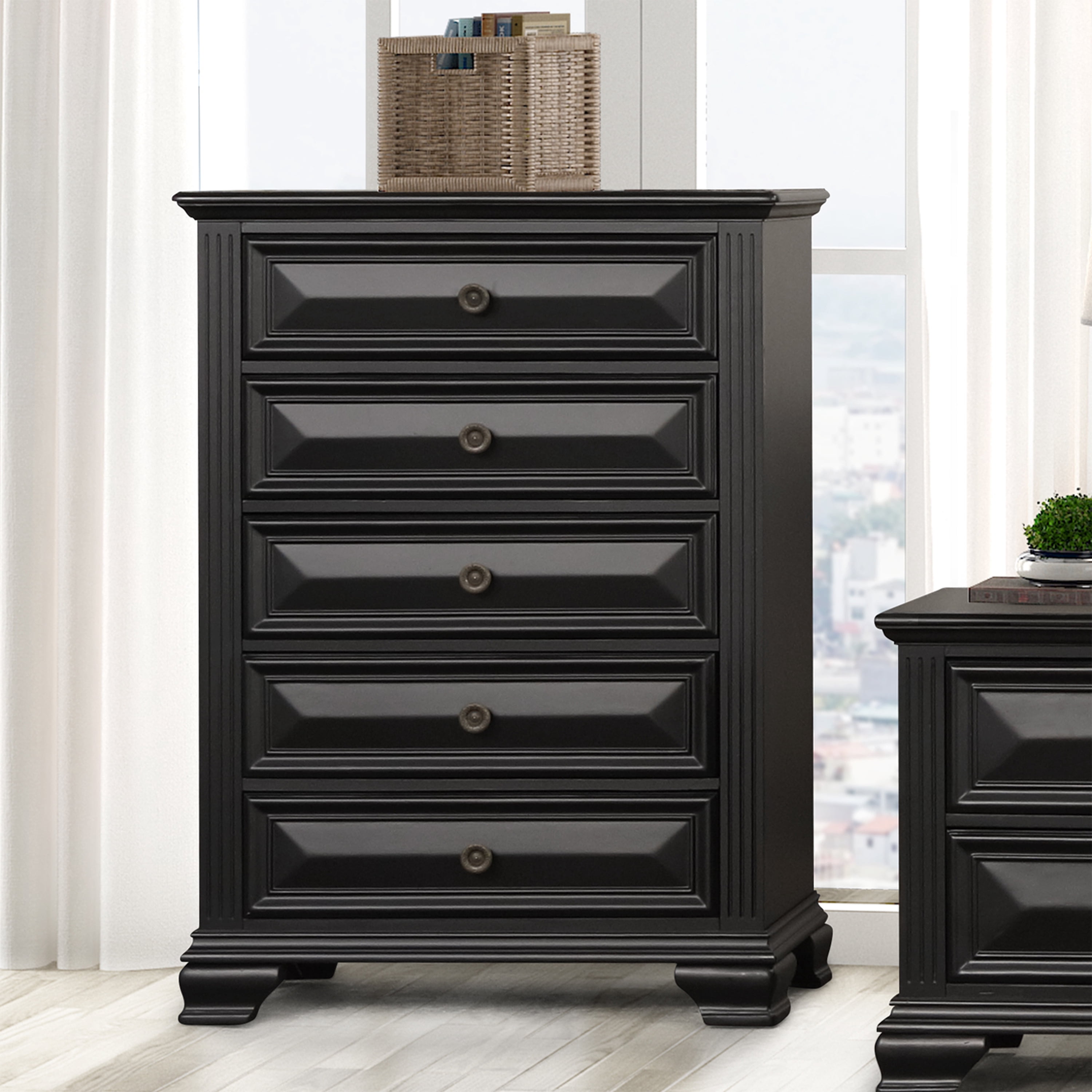 Roundhill Furniture Renova 5-Drawer Chest - Parchment White