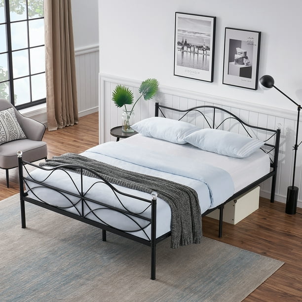 Victoria Queen Size Platform Bed Frame, Metal Slats For Queen Bed Frame