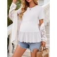 thumbnail image 6 of Weardear 3 Pack Maternity Shirts Short Sleeve Peplum Pregnancy Tunic Top Double Pleated Casual Babydoll Blouse for Women, 6 of 6