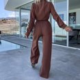 thumbnail image 4 of 2-Piece Paneled Fashion Lapel Long Sleeve Shirt With Long Pants Suit For Women, 4 of 8