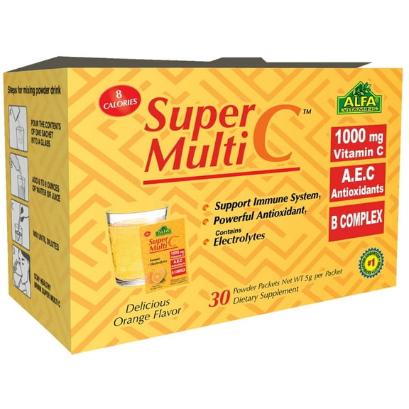 Alfa Super Multi C Powder Formula Vitamin C, 1000 mg, 30 Packets