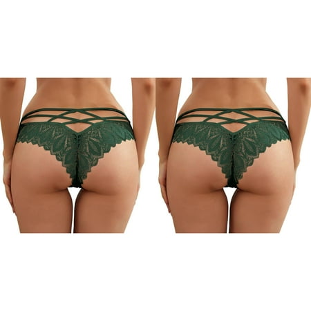 2 Pack New Hot Panties For Women Crochet Lace Lace Up Panty Hollow Out Underwear Lane Dress 18 No Show Underwear for Leggings Panties for Women Slotted Panties Women Boy Shorts Underwear plus Size