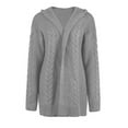 thumbnail image 4 of ShomPort Womens Fall Hooded Sweater Cardigans Long Sleeve Cable Knit Open Front Winter Coat Cardigan, 4 of 5