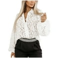 thumbnail image 5 of Blmnix Womens Button Down Shirts Sheer Sexy White Gothic Womens Blouse Long Sleeve V-Neck Shirts, 5 of 7