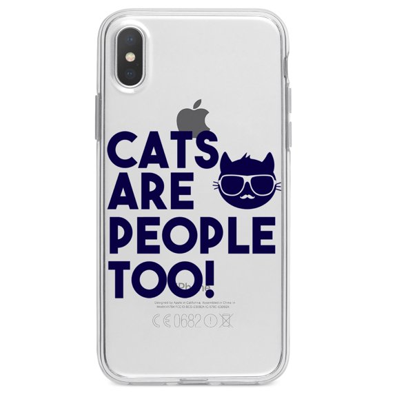 DistinctInk Clear Shockproof Hybrid Case for iPhone XR (6.1" Screen) - TPU Bumper Acrylic Back Tempered Glass Screen Protector - Cats Are People Too
