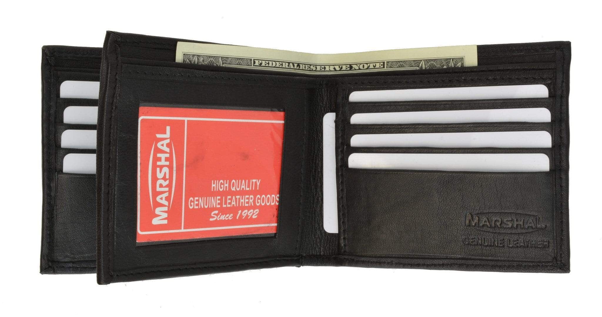 Marshal Wallet Genuine Leather Bifold Card ID Holder Double Wallet