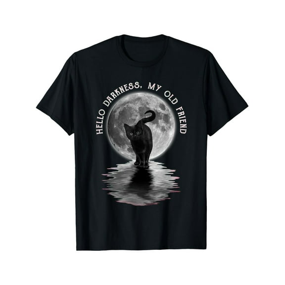 Black Cat Moon Halloween Hello Dark My Old Friend Men's T-Shirt