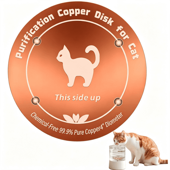 HIBIBUD Copper Disk for Cat Water Bowl|4-Inch Diameter,0.6Mm Thick|99.99% Pure Copper Disc|Automatic Cat Waterer Purification Disk with 4 Point Support|Purify Water All Year Round