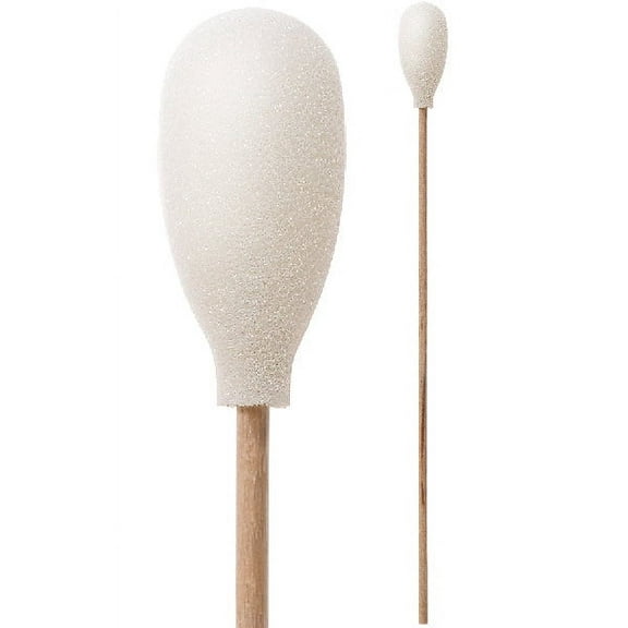 (Bag of 50 Swabs) 71-4509: 6” Overall Length Swab with Teardrop Shaped Mitt Over Cotton Bud and Birch Wood Handle
