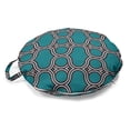 thumbnail image 1 of Geometric Round Floor Cushion with Handle, Simple Abstract Lattice in Cold Tones Print, Decorative Pillow for Living Room & Dorms, 18" Round, Petrol Blue Multicolor, by Ambesonne, 1 of 4