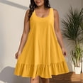 thumbnail image 2 of Sentmoon Robe Soleil pour Femme Été 2026 Mode Couleur Unie Sans Manches Col Ras du Cou Robe Fluide Coupe Ample Grande Taille pour Sortir et Faire la Fête Jaune XXXXXL, 2 of 9