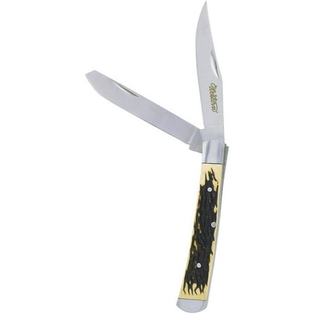 Western, Grandpa 2-Blade Titanium Pocket Folding Knife, Grandpa Stag Design, Titanium 440 Steel (Clip and Spey Blades)