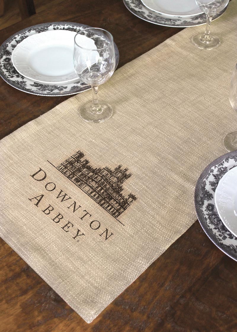 60" Beige and Black 'Downton Abbey' Castle Christmas Table Runner