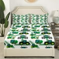 thumbnail image 3 of Equipment Trucks Bed Sheets Queen Excavators Sheet Set 4 Pcs Green White Yellow Sheets Set + Deep Pocket Fitted Sheets Car Flat Sheet Construction Tractor Vehicles Decor 2 Pillow Cases, 3 of 7