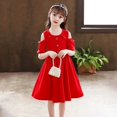 thumbnail image 4 of Vestido de verano para niñas Falda de verano con hombros descubiertos para niñas Vestido de princesa elegante Vestido para niñas, 4 of 6