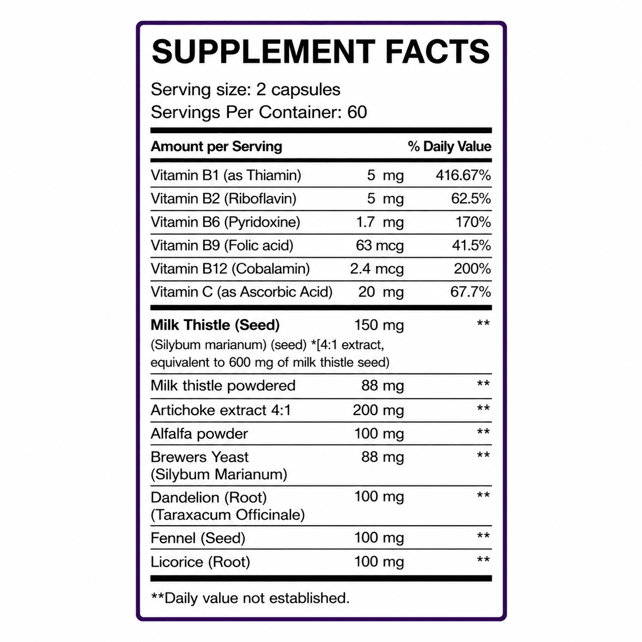 Vitamisan Silimarina Milk Thistle Combination 120 Capsules – Liver Support Supplement with Milk Thistle Extract, Dandelion, Artichoke, Alfalfa & Fennel Seed
