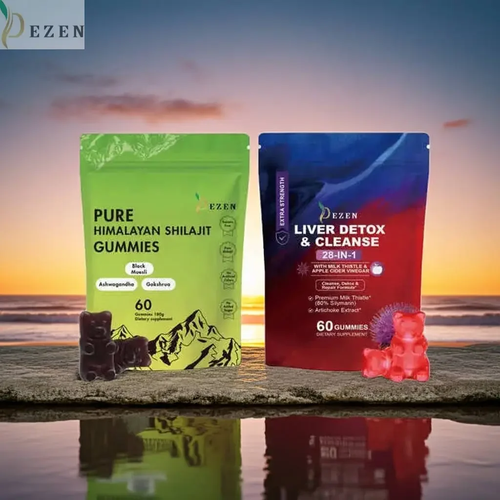 DEZEN Himalayan Shilajit Gummies & Liver Detox Cleanse Gummies Combo Pack 120 Gummies