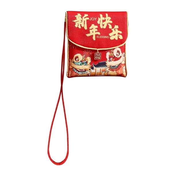 Sobre rojo para celebración tradicional del Año Nuevo chino, práctico bolsillo rojo. Con cordón