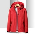 thumbnail image 2 of Olyvenn Womens Plus Size Casual Outwear Jackets Women's Outdoor Solid Color Single Layer Sprint Coat Zipper Loose Casual Hooded Coat Red 6, 2 of 5