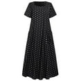 thumbnail image 2 of Ersazi Spring Outfits for Women Women Plus Size Loose Short Sleeve Holiday Pockets Polka Print Maxi Dresses Black Xxl, 2 of 6