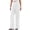 White, variant on Women's Elastic Waist Drawstring Textured Linen-Look Straight Leg Pants, Breathable Comfort Trousers for Daily Commute & Summer White XXL