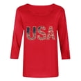 thumbnail image 4 of HOMBOM Summer Shirts for Women 3/4 Sleeve 4th of July USA Print Casual Soft Crew Neck Ladies T Shirts, 4 of 5
