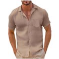 thumbnail image 1 of pstuiky camisetas de manga corta para hombre, Camiseta informal de manga corta con botones y solapa para hombre camisas casuales para hombre l, 1 of 6