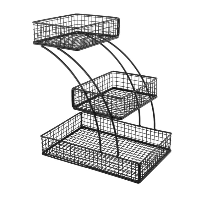 Cesta de fruta de 3 niveles para encimera de cocina, de hierro, cesta de alambre para frutero, Negro