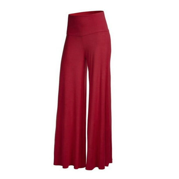 Pants High Waist Yoga Pants Wide-Leg wide leg yoga trousers Woman long yoga  pants Trousers Sport Wear, Red, XXL 
