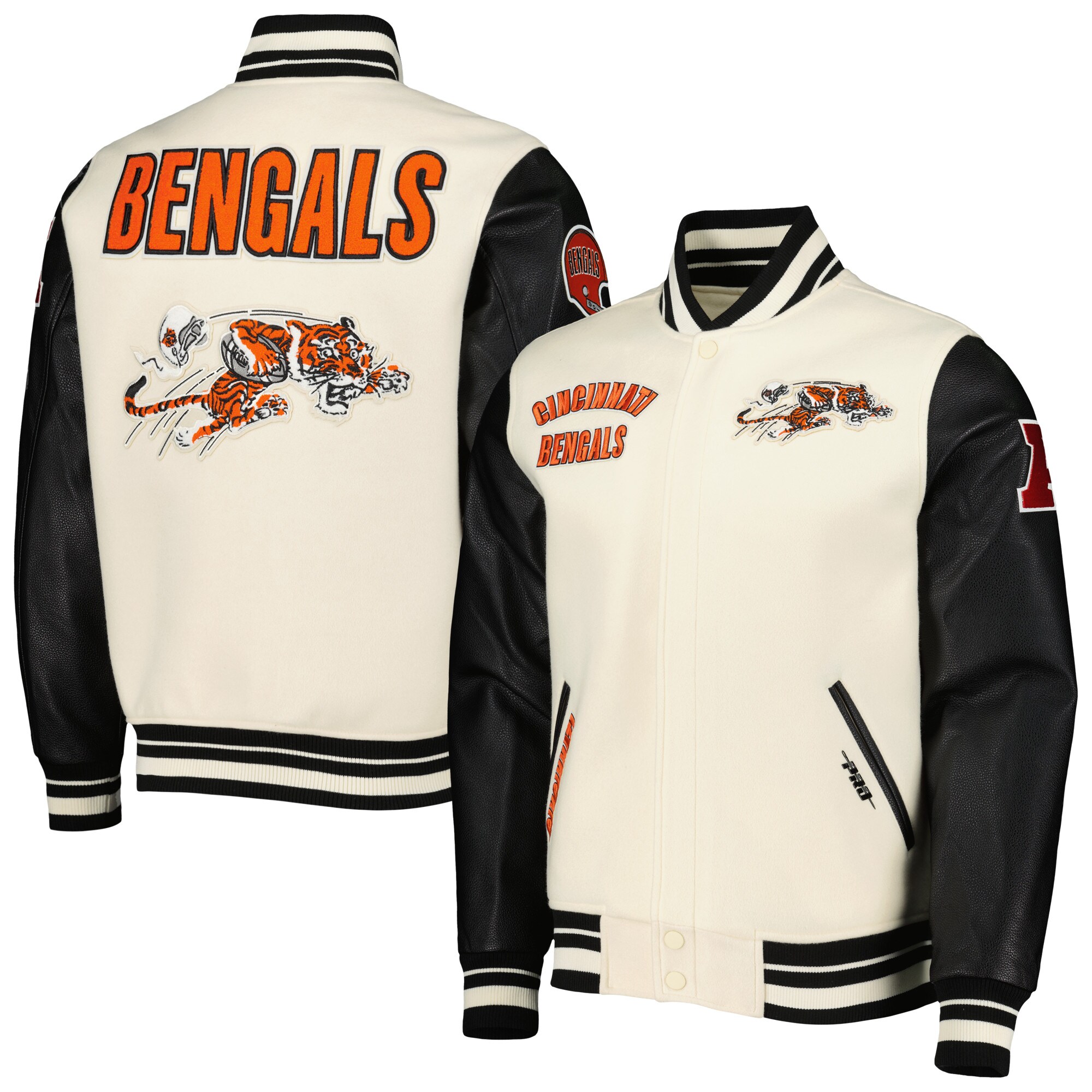 Men's Pro Standard Cream Cincinnati Bengals Retro Classic Varsity Full