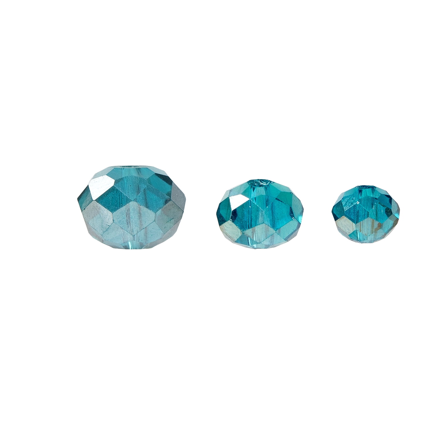 (4 pack) Cousin DIY Indicolite Teal AB Glass Rondelle Beads Multi-Size 3-Strand Pack for Jewelry