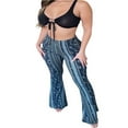 thumbnail image 1 of Pantalons Évasés Taille Haute pour Femmes Pantalons Slim Grande Taille Imprimé Floral Rétro Jaune S, 1 of 6