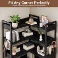thumbnail image 2 of Memoryfield 5-Tier Corner Bookshelf, Convertible Bookcase with 4 Hooks, Industrial Metal Frame Bookshelves with Open Shelves for Living Room, Bedroom, Home Office, Black, 2 of 8