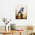 thumbnail image 2 of Acheng Blue Bird Wall Art Bird Pictures Wall Decor Canvas Print Sparrow Painting Modern Home Bathroom Decorations Framed Artwork For Bedroom Living Room  16x20 in, 2 of 5