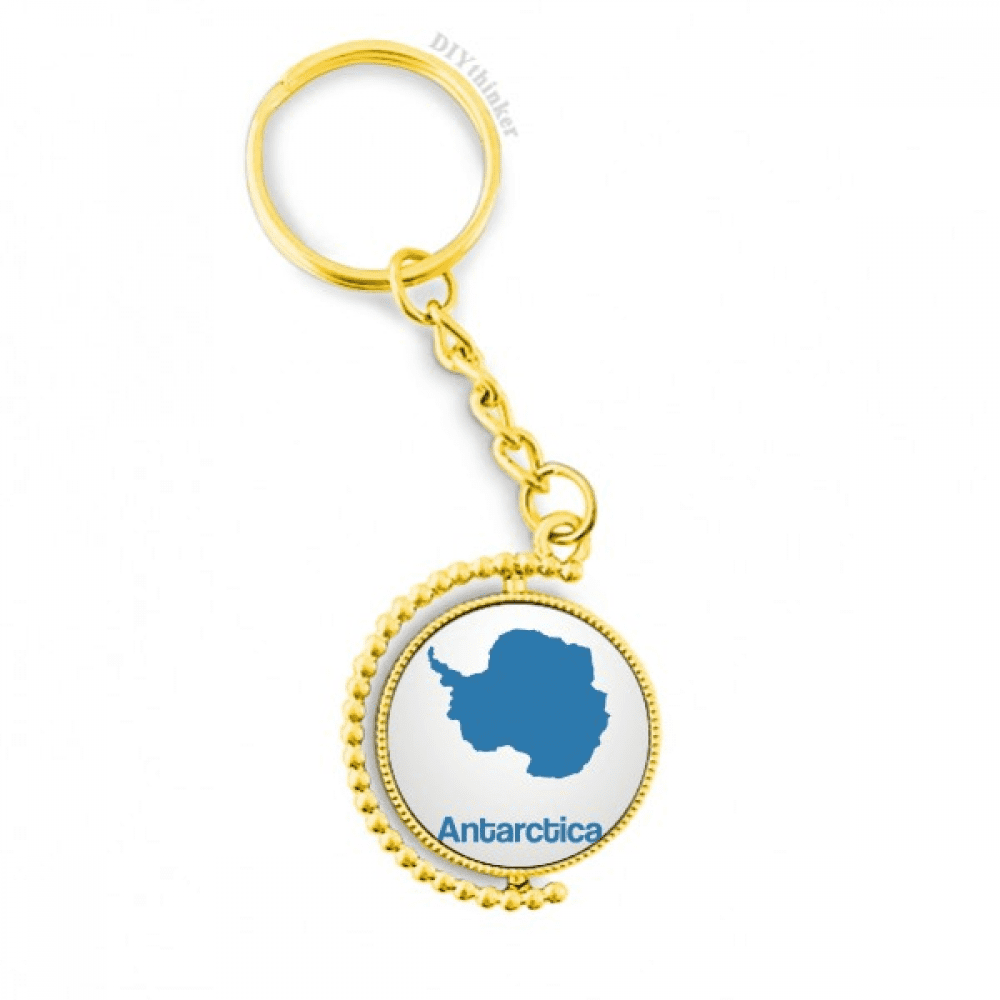 blue antarctica illustration map pattern metal connector key chain ring accessory en keyholder