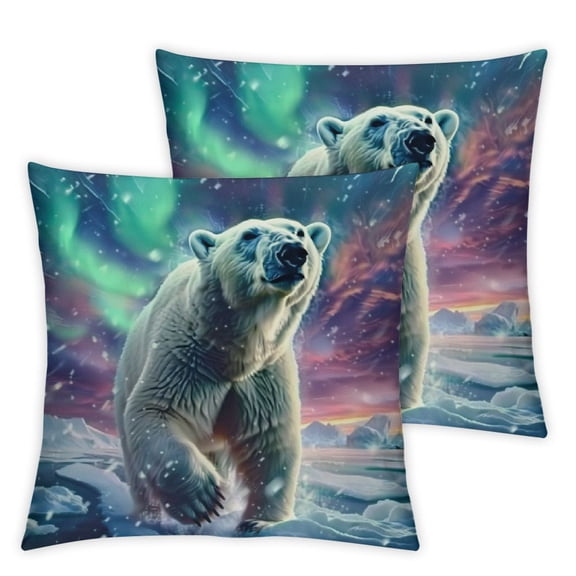 Ullo0ord Polar Bear Pillow Covers Set of 2 Modern Polar Bear Throw Pillow Cover Decorative Home Outdoor Super Soft Pillow Case Cushion Cover for Couch Bed Car 12x12in