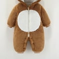 thumbnail image 3 of Kids Baby Boys Romper Toddler Bodysuit Cartoon Animals Cosplay Cute Bear Jumpsuit Winter Autumn Flannel Fleece Zipper Romper Brown 18-24 Months, 3 of 5