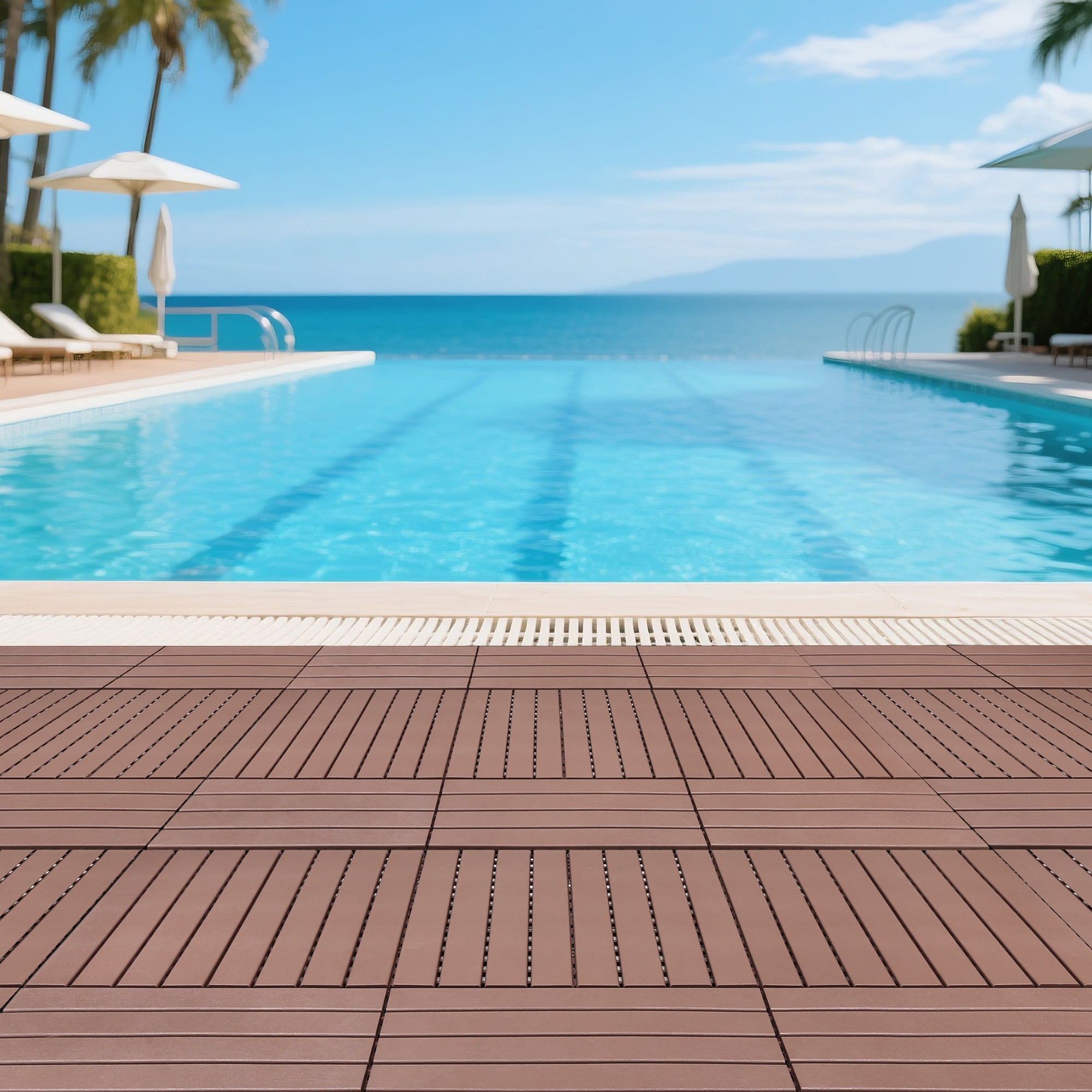 Interlocking Deck Tiles 12x12 Inch Outdoor Flooring, Waterproof PP Patio Floor Tiles DIY