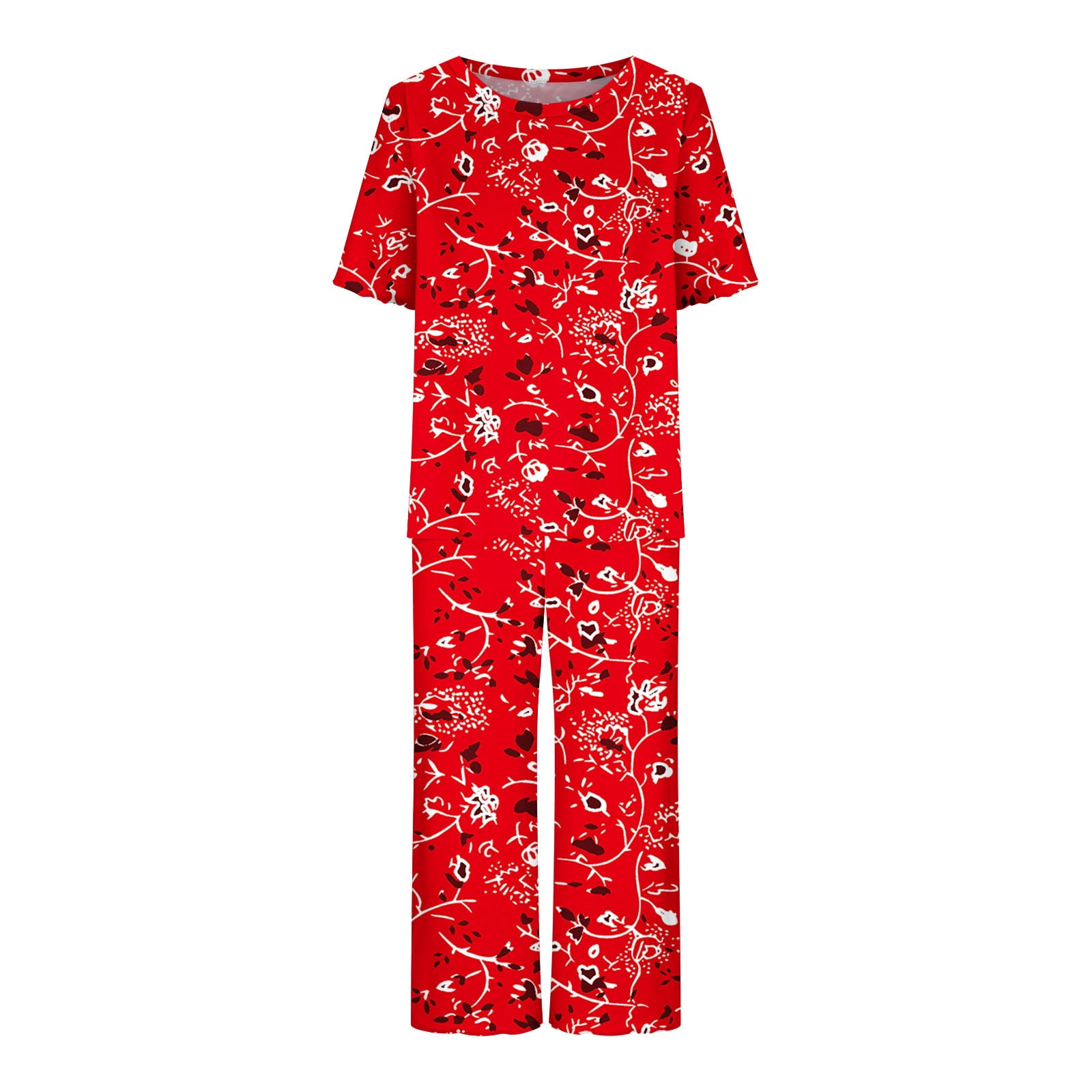 Normann Ladies Floral Print Pajama Set – Short Sleeve Top & Capri Pants, Plus Sizes Available, OEKO-TEX Certified - View #6
