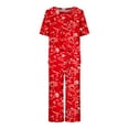 thumbnail image 5 of Atogsazn Womens Pajama Sets Short Sleeve Shirt and Capri Soft Pajama Sets with Pockets 2 Piece Sleepwear Loungewear Red C XXL, 5 of 8