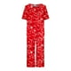 thumbnail image 5 of ICHUANYI Clearance Women's Printing Round Neck Short Sleeve Sleepshirt And Pants Sets Loungewear Pajamas With Pockets(Red, L) ICHUANYI WER2023080702673, 5 of 8